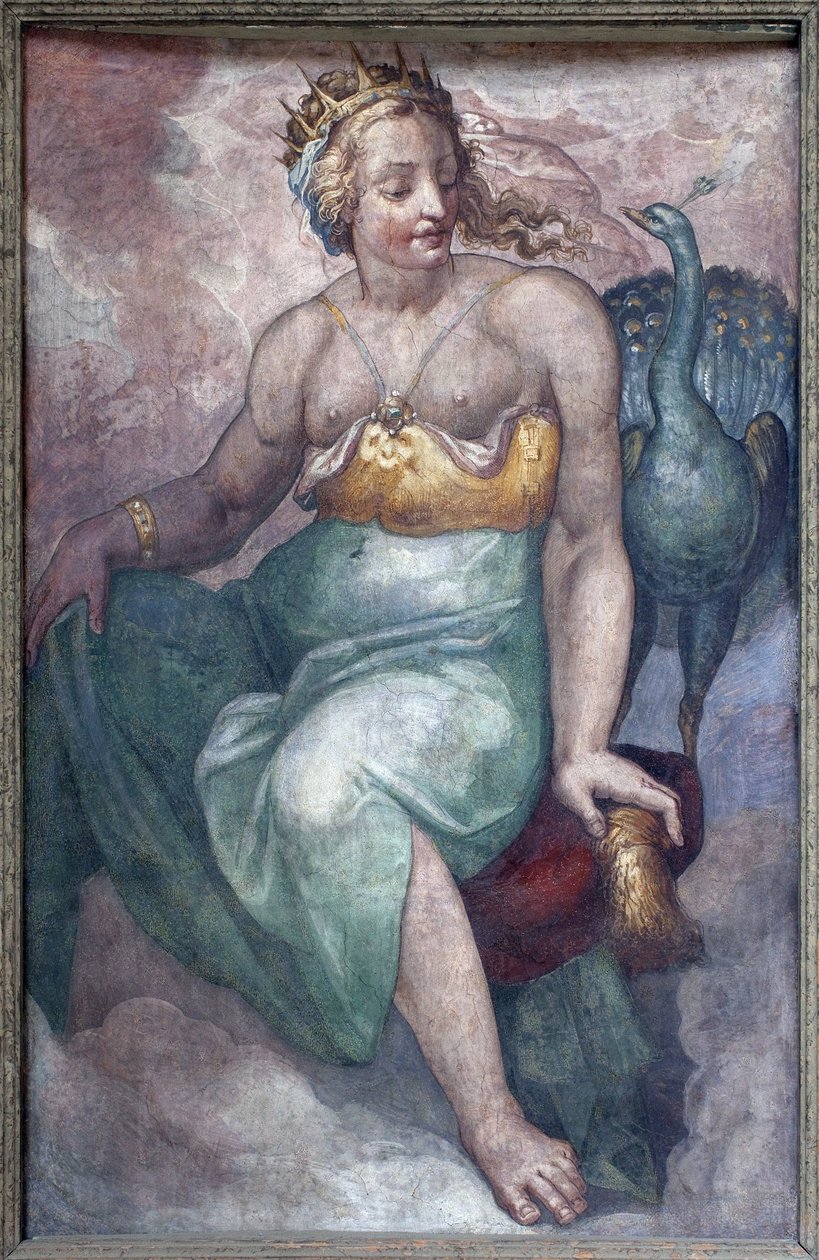 Junon. Malarstwo anonimowe, druga połowa XVI wieku. Sztuka włoska. Muzeum Sztuk Pięknych w Budapeszcie (Węgry). autorstwa Italian School