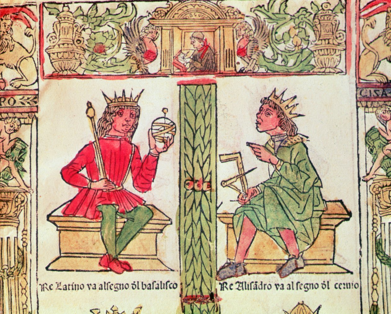 Król Latinus i król Aleksander, z Księgi Losu Lorenzo Spirito Gualtieri (wydruk na papierze) autorstwa Italian School
