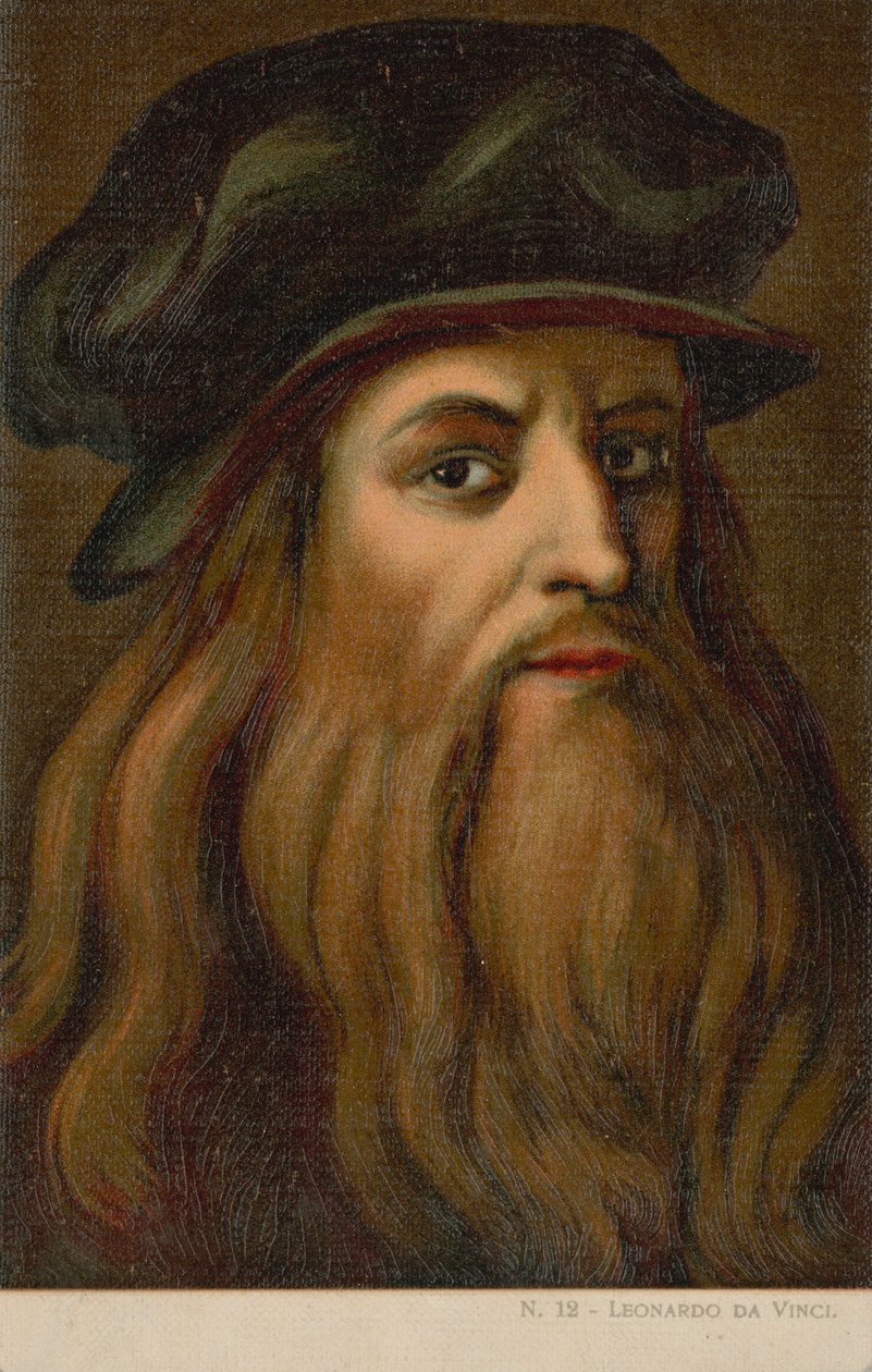 Leonardo da Vinci, włoski artysta i naukowiec (chromolit) autorstwa Italian School