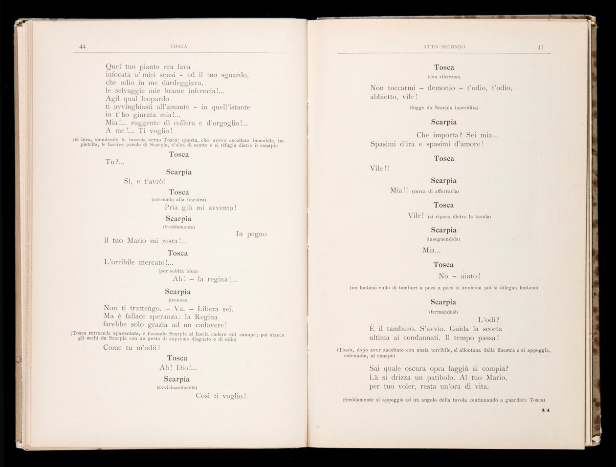 Libretto autorstwa Toski Giacomo Pucciniego, wydanie Ricordi, Włochy autorstwa Italian School