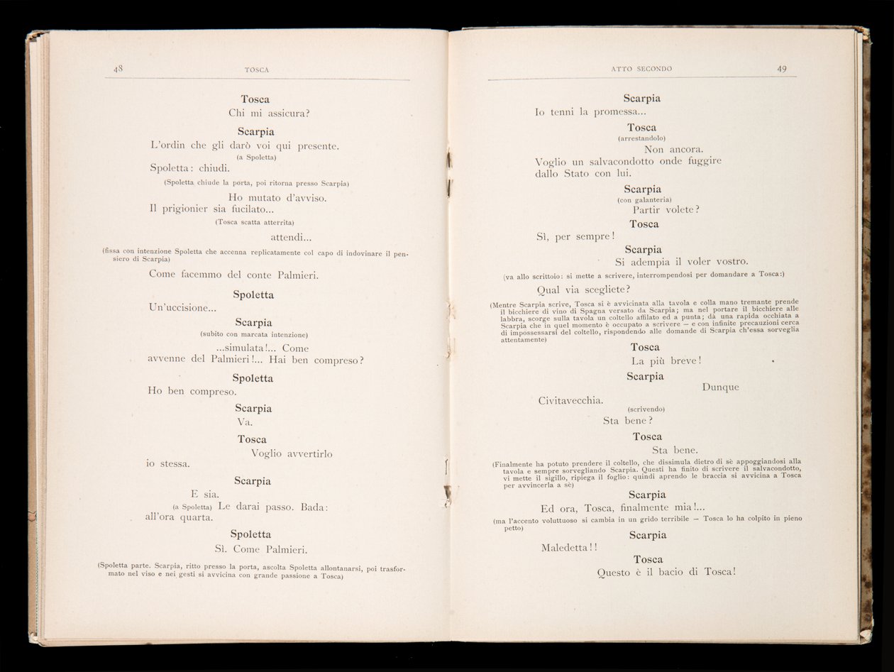 Libretto autorstwa Toski Giacomo Pucciniego, wydanie Ricordi, Włochy autorstwa Italian School