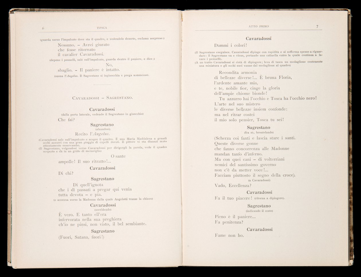 Libretto autorstwa Toski Giacomo Pucciniego, wydanie Ricordi, Włochy autorstwa Italian School