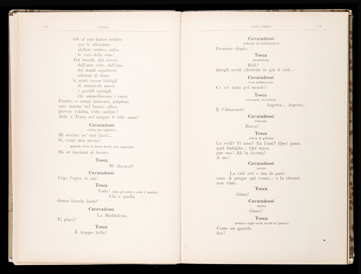 Libretto autorstwa Toski Giacomo Pucciniego, wydanie Ricordi, Włochy autorstwa Italian School