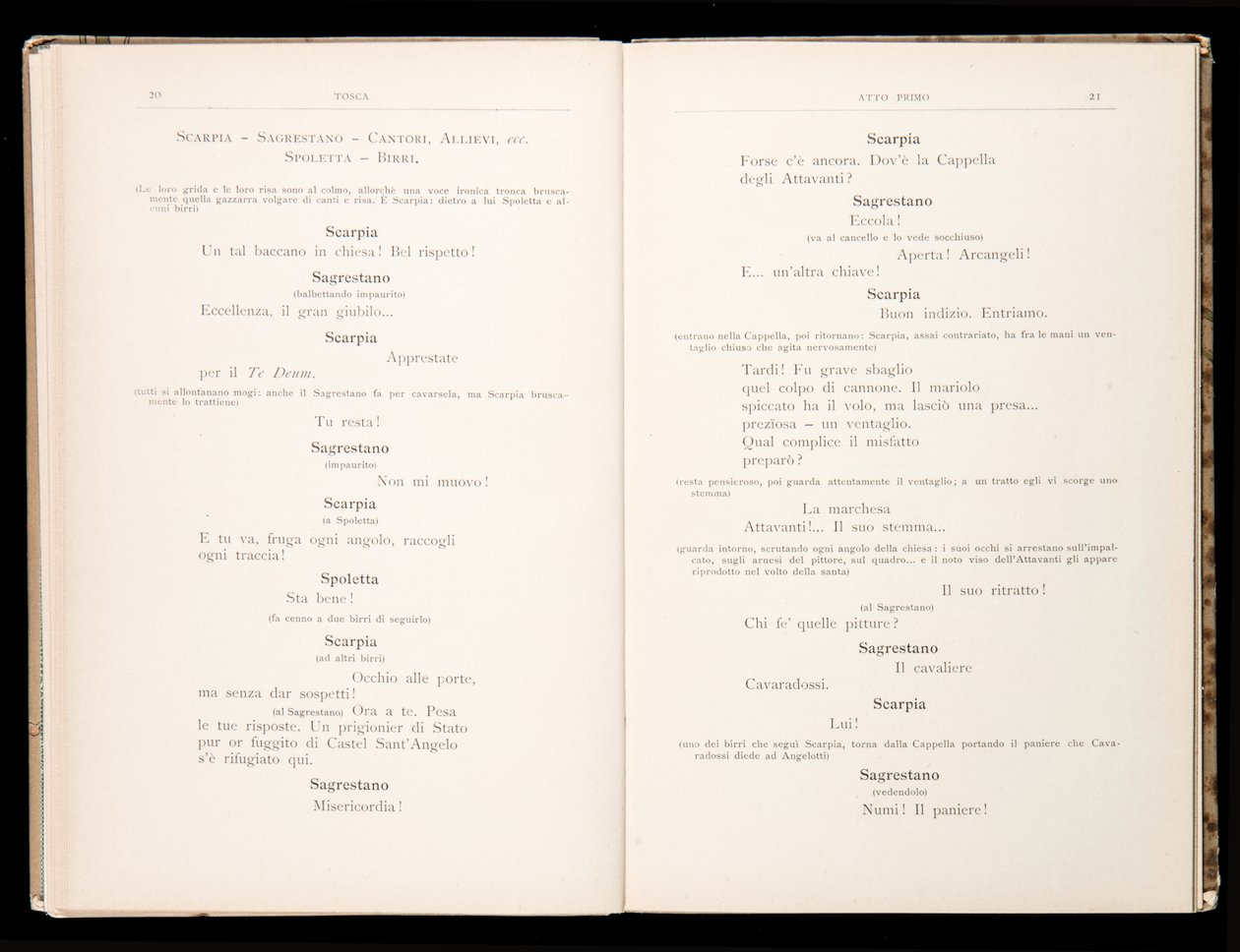 Libretto autorstwa Toski Giacomo Pucciniego, wydanie Ricordi, Włochy autorstwa Italian School