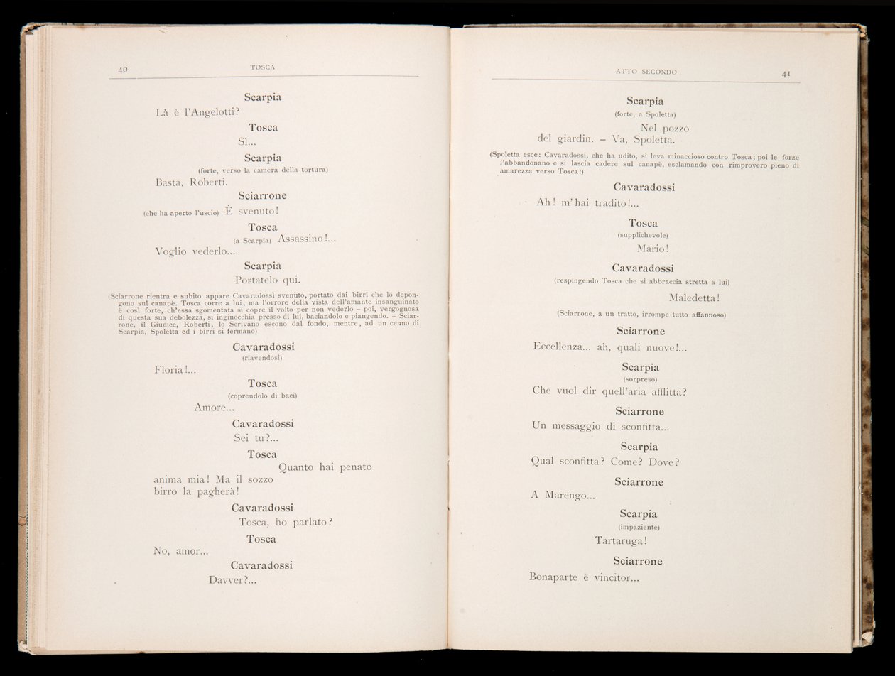 Libretto autorstwa Tosca Giacomo Pucciniego, wydanie Ricordi, Włochy autorstwa Italian School