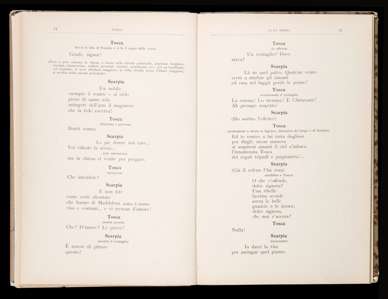 Libretto autorstwa Tosca Giacomo Pucciniego, wydanie Ricordi, Włochy autorstwa Italian School
