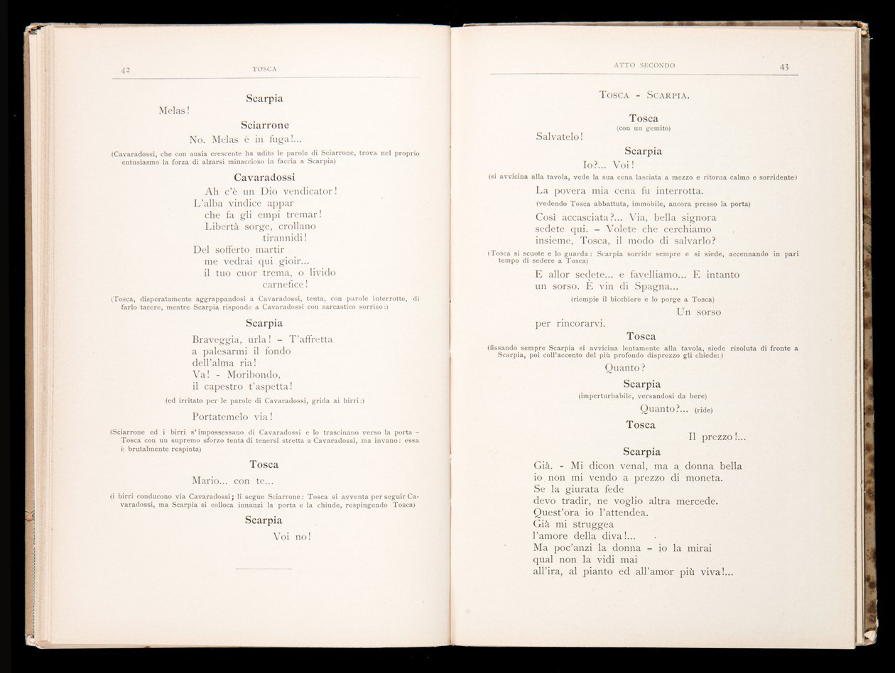 Libretto autorstwa Tosca Giacomo Pucciniego, wydanie Ricordi, Włochy autorstwa Italian School