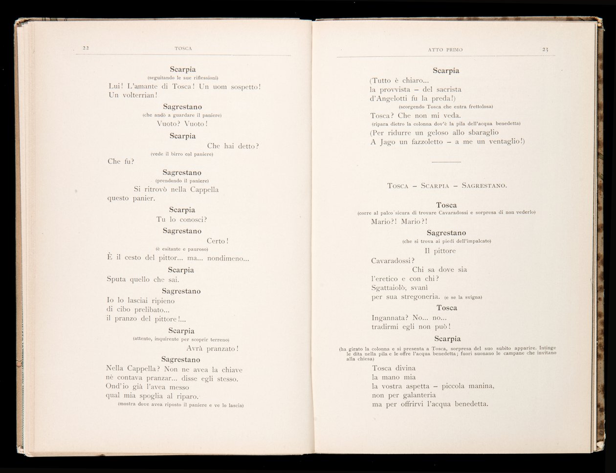Libretto autorstwa Tosca Giacomo Pucciniego, wydanie Ricordi, Włochy autorstwa Italian School