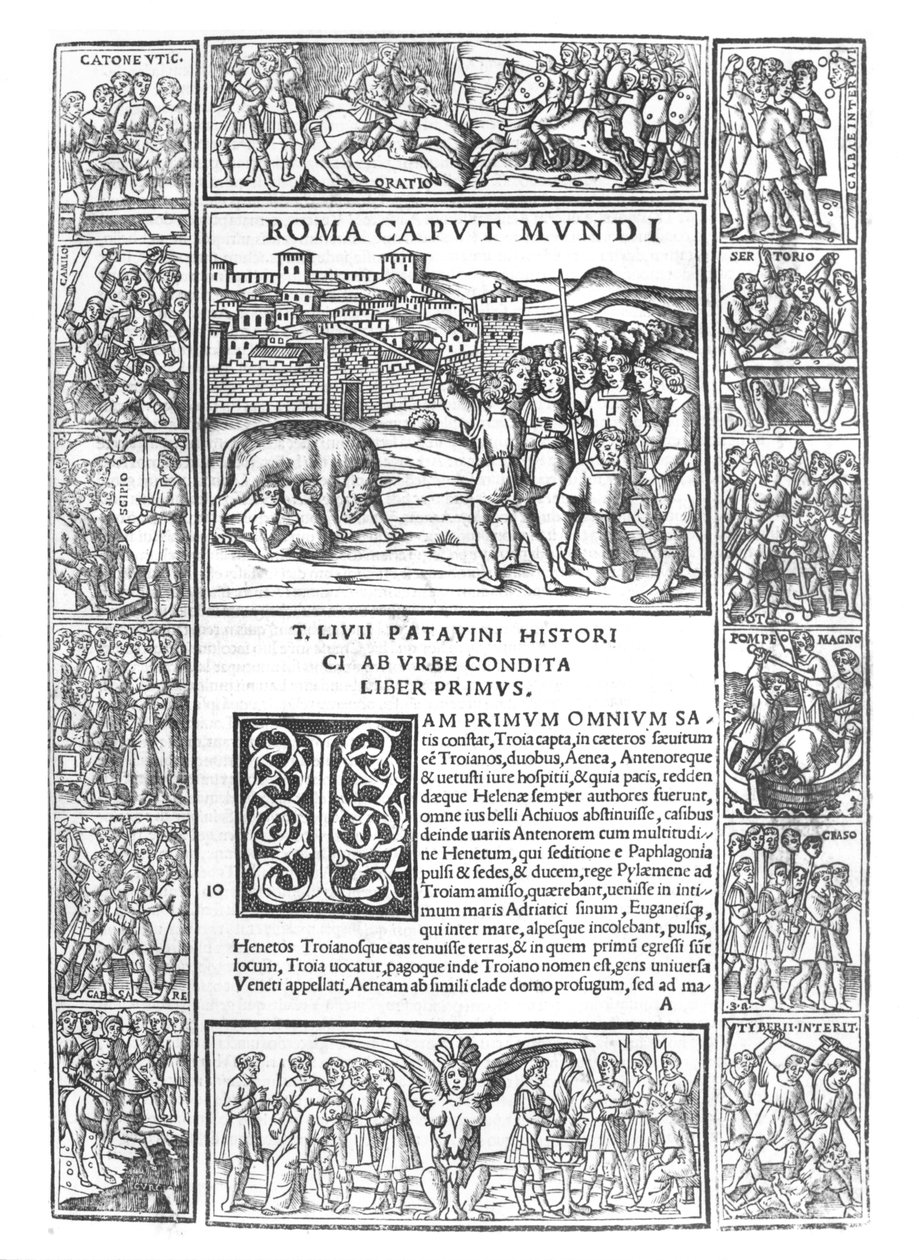Historia Rzymu Livy, dla. 1 Roma Caput Mundi, wydanie wydane w Wenecji, 1520 autorstwa Italian School
