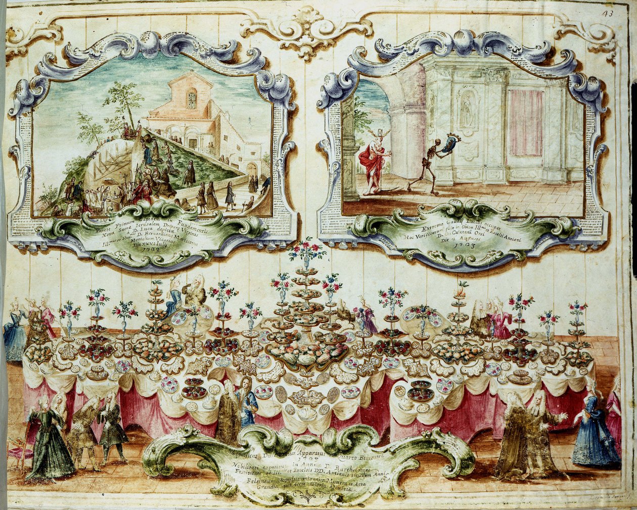Obiad wydany na cześć szlachty bolońskiej na święto św. Bartłomieja (lub Bartłomieja). 1723. Archivio di Stato di Bologna. autorstwa Italian School