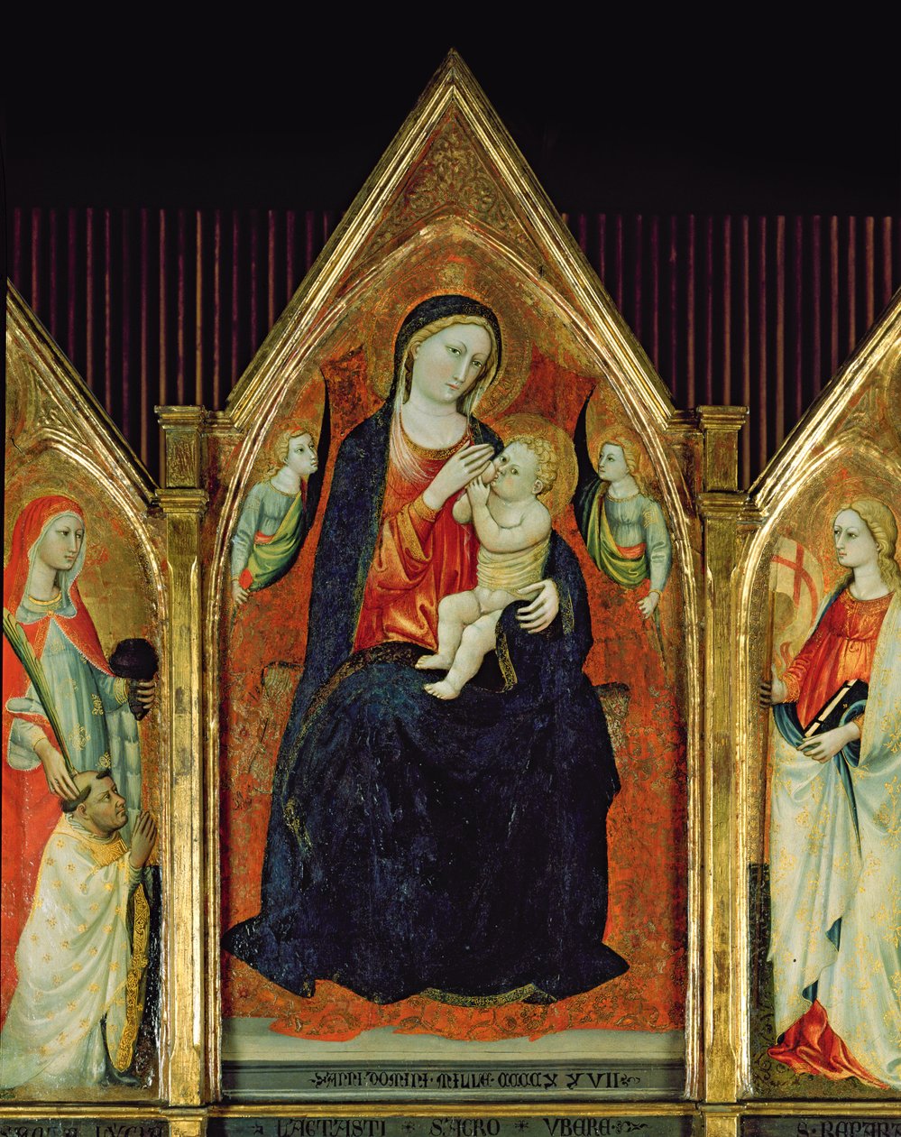Madonna Karmiąca Dzieciątko Jezus ze świętymi (tempera na drewnie) (detal z 254064) autorstwa Italian School