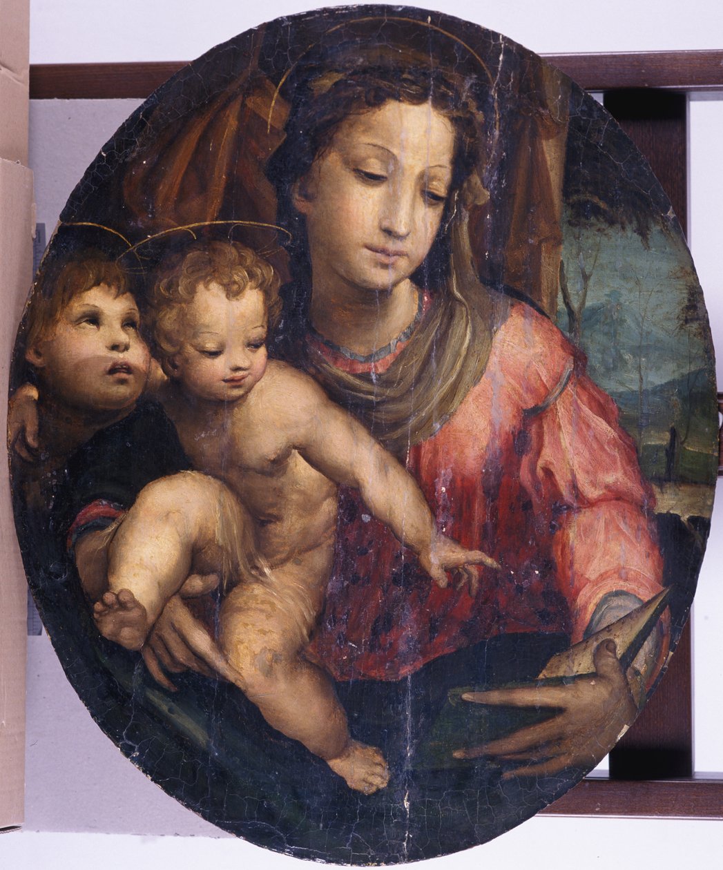 Madonna z Dzieciątkiem z Janem Chrzcicielem, 1546-55 (olej na drewnie sosnowym) autorstwa Italian School