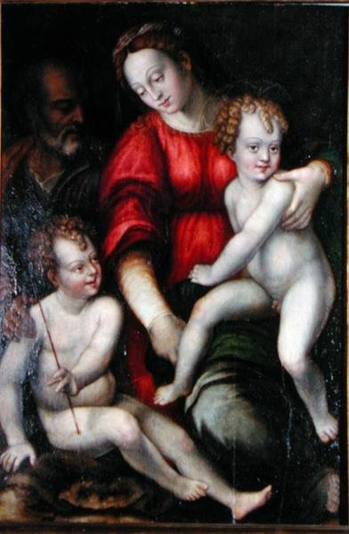 Madonna z Dzieciątkiem ze św. Janem Chrzcicielem (olej na desce) autorstwa Italian School