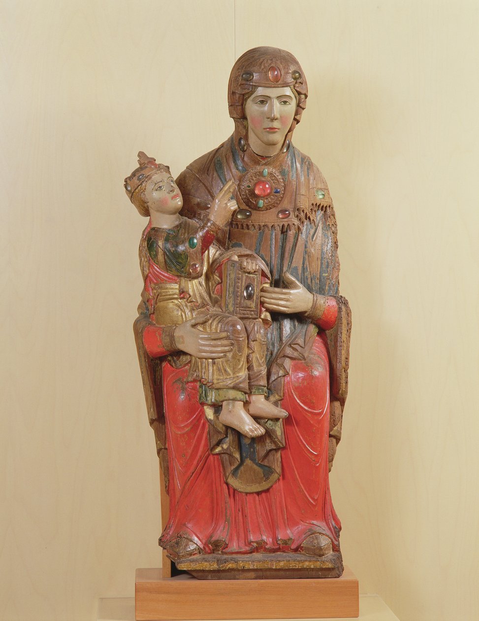 Madonna dAcuto (malowane drewno, kolorowe szkło i kamienie szlachetne) autorstwa Italian School