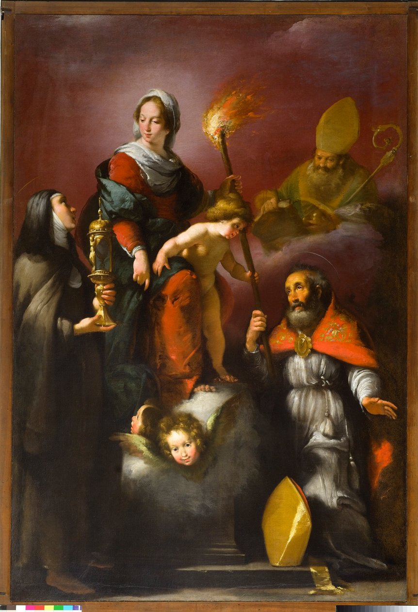 Madonna z Dzieciątkiem i św. Klarysą, Ambrożym i Erazmem, ok. 1625 autorstwa Italian School