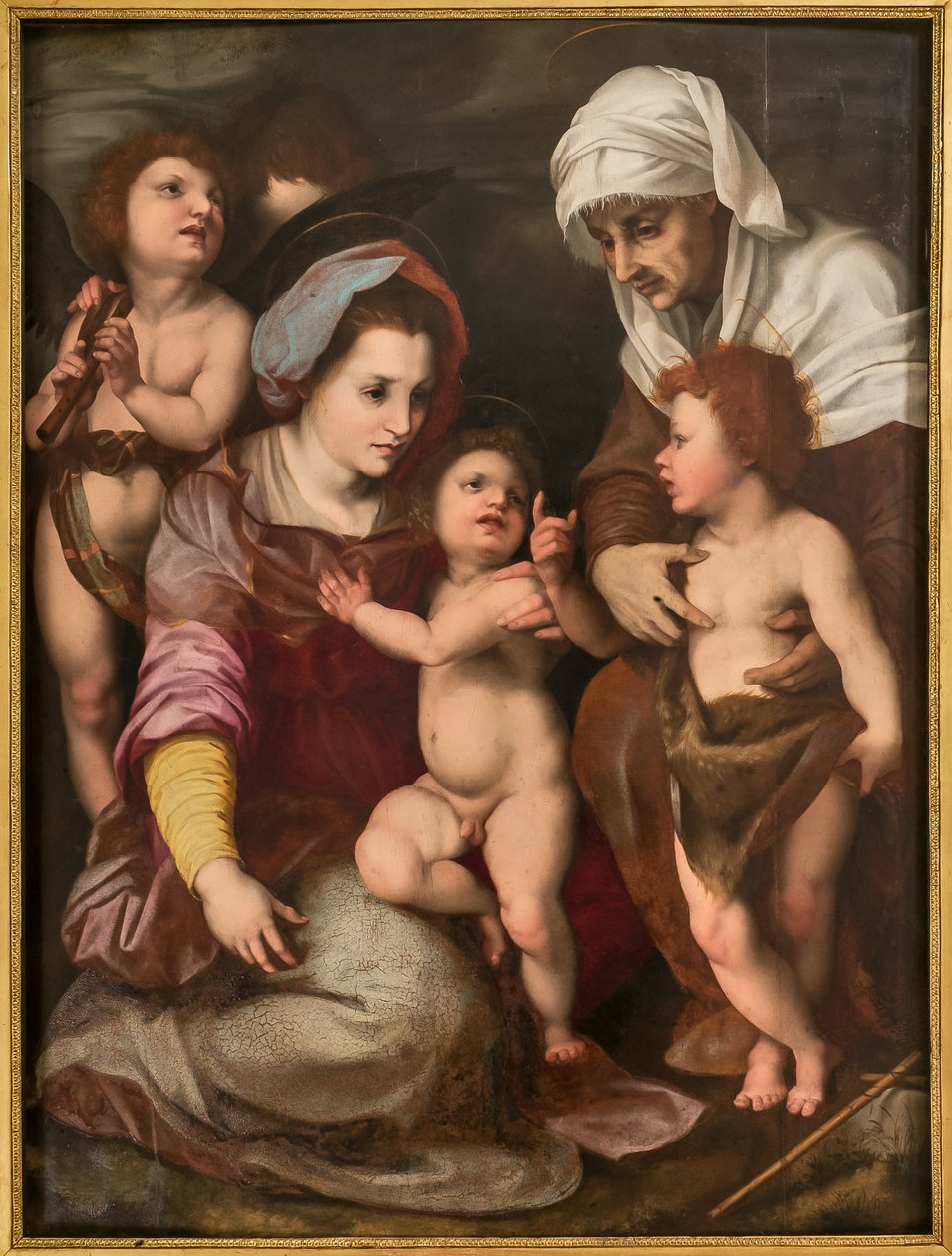 Madonna z Dzieciątkiem Jezus, św. Elżbieta, Dzieciątko św. Jan i dwa anioły, kopia z Andrea Del Sarto (olej na desce) autorstwa Italian School