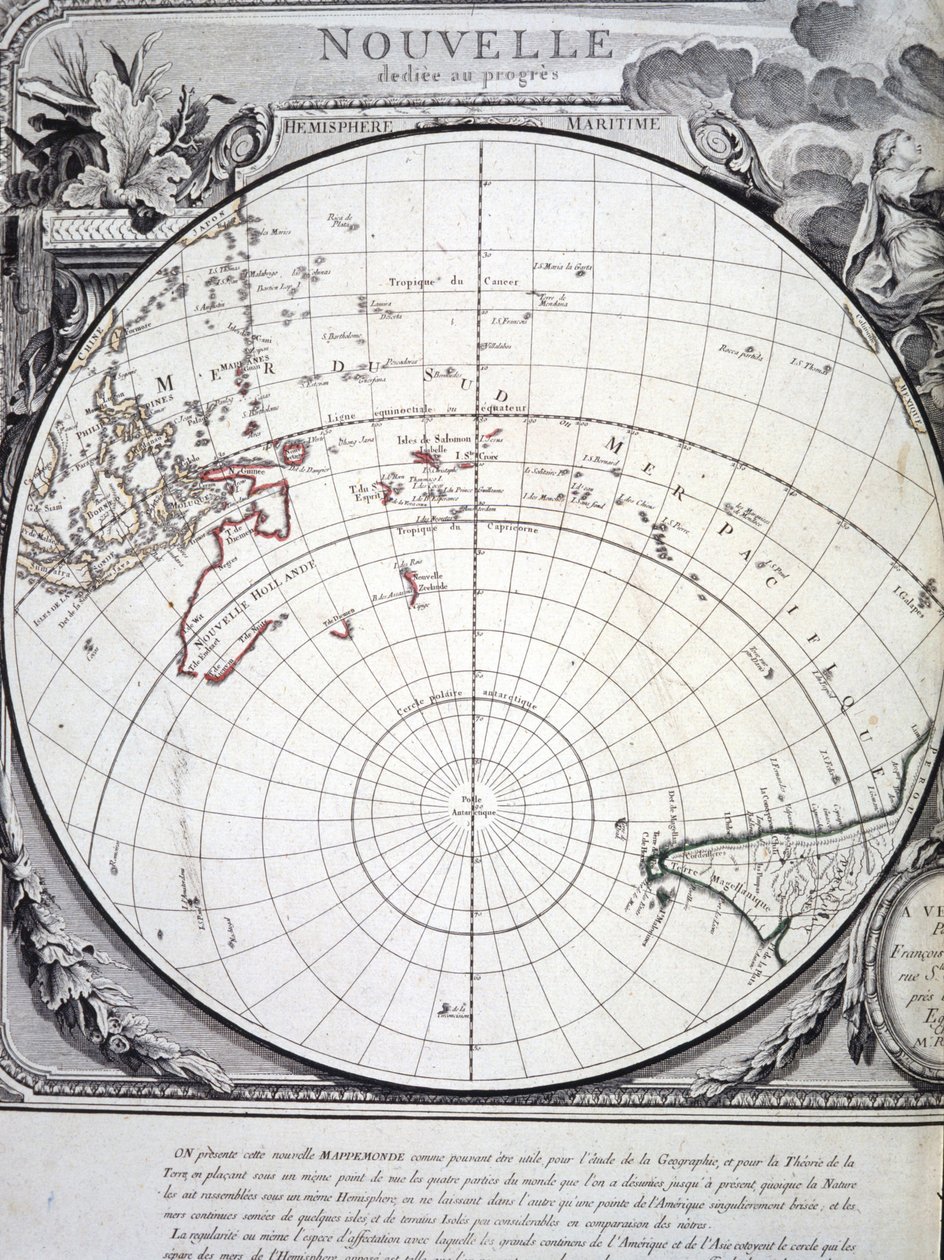 Mapa Oceanu Spokojnego wyryta w Wenecji w XVIII wieku. autorstwa Italian School
