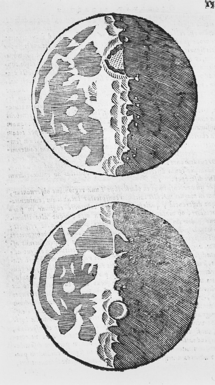 Mapy księżyca, ilustracja z Sidereus Nuncius autorstwa Galileo Galilei, 1610 autorstwa Italian School