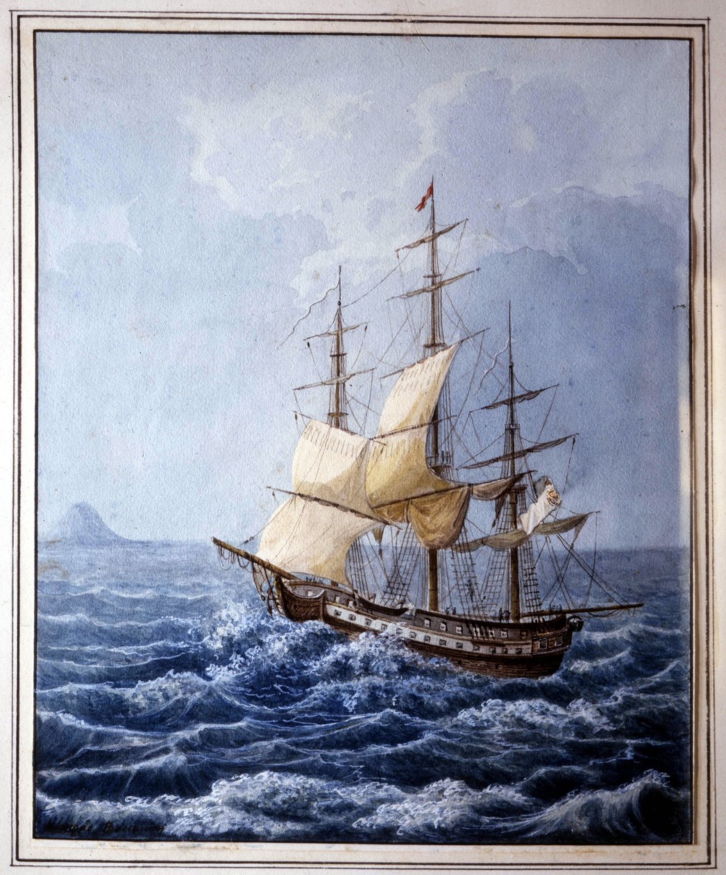 Marie Louise z Parmy na pokładzie żaglówki zabierającej ją do Neapolu 10.07.1824 r., obraz B. Boccaccio.Museo Glauco Lombardi z Parmy autorstwa Italian School