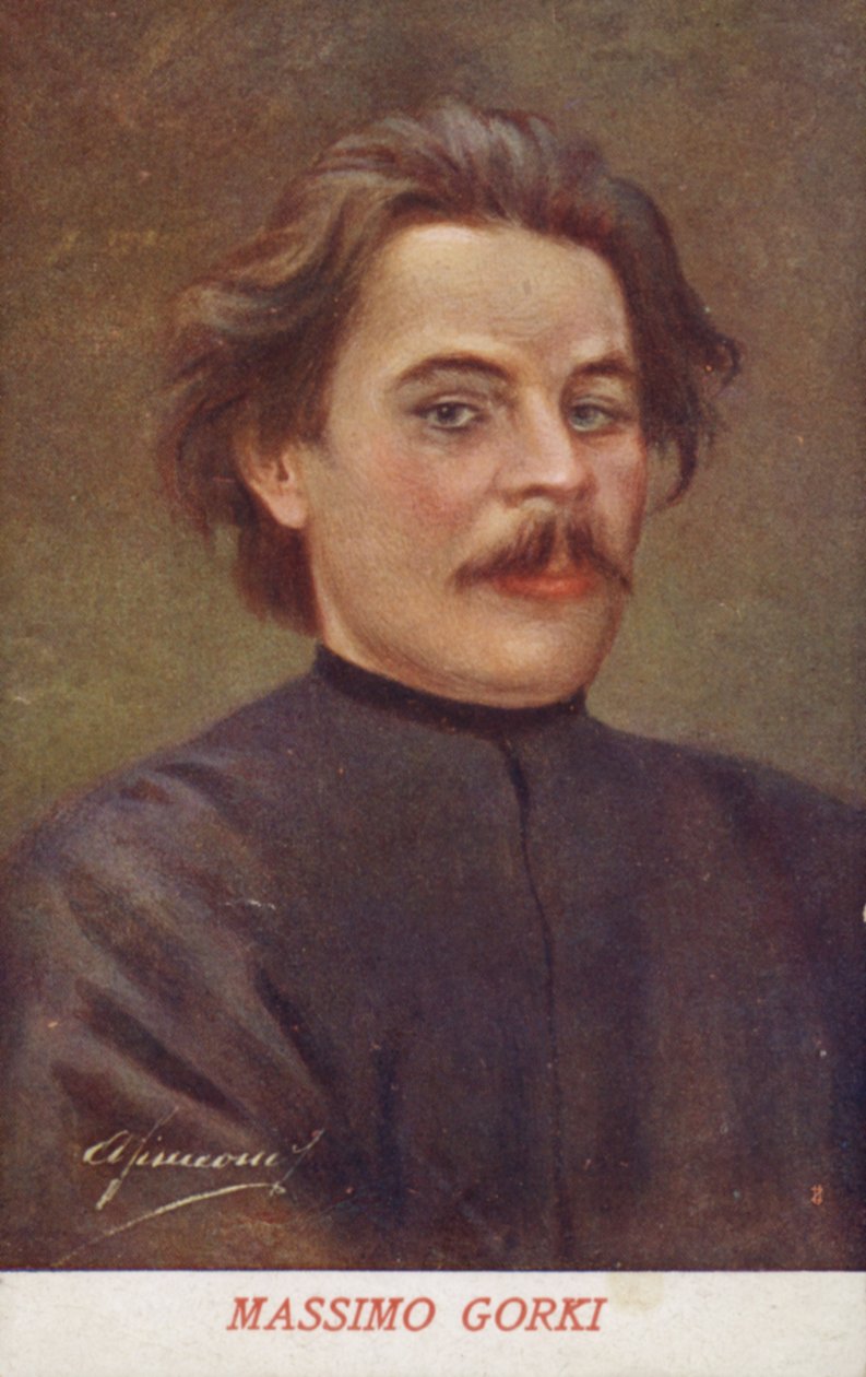 Maksym Gorki (1868-1936), rosyjski pisarz i działacz polityczny (kolorowa litografia) autorstwa Italian School
