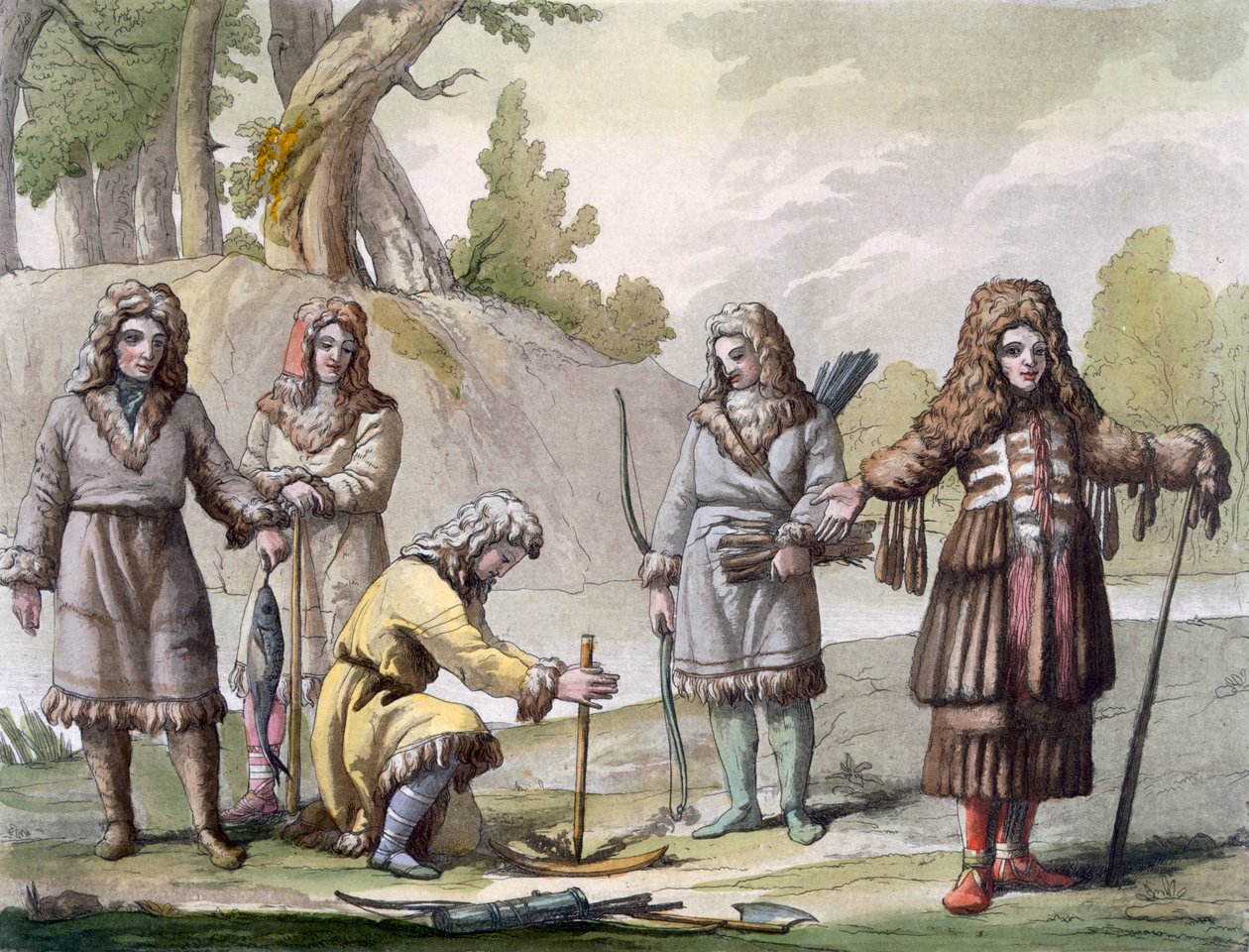 Mężczyźni z Kamczatki, dalekowschodnia Rosja, ok. 1820-30s autorstwa Italian School