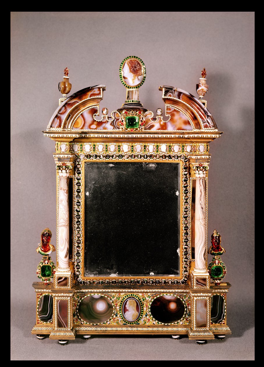 Mirror of Marie de Medici (1573-1642) (kryształ górski, emalia, sardonyx i agat) autorstwa Italian School