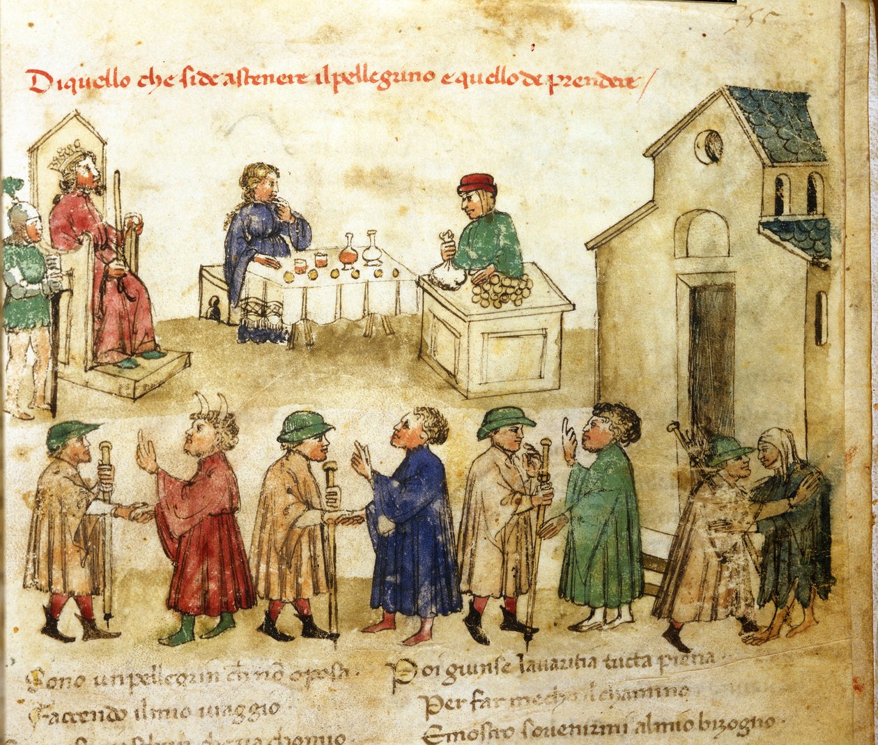 Model zachowania pielgrzymów – w „Kroniki Sercambi”, ok. 1400 r. Archiwum Narodowe, Lukka. autorstwa Italian School