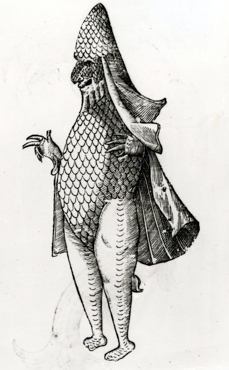 Potwór Marinus nawiązujący do zwyczajów szkolnych biskupa, 1642 autorstwa Italian School