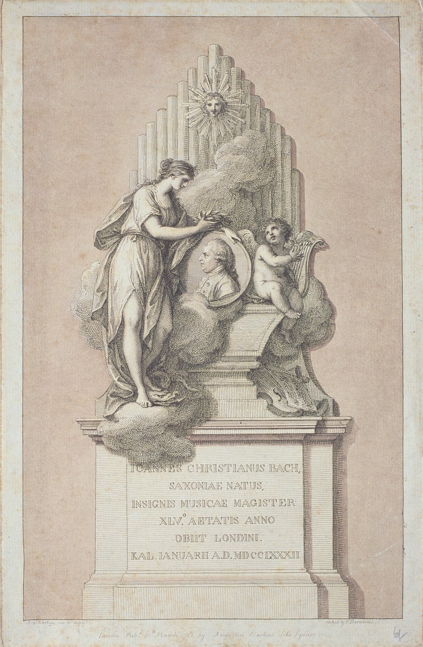 Pomnik Johanna Christiana Bacha (1735-1782) rytowany przez Francesco Bartolozziego (1727-1815) 1782 autorstwa Italian School