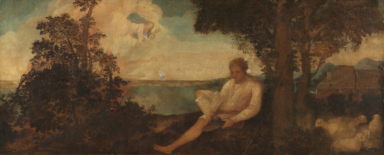 Mojżesz i gorejący krzew, ok. 1500-30 autorstwa Italian School