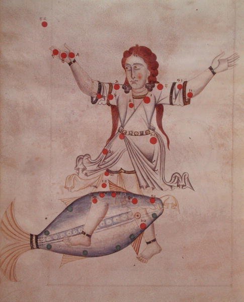 Ms.1036 Konstelacja Ryb, z „Księgi gwiazd stałych”, łacińskie tłumaczenie Al-Sufi (903-986 ne) (na welinie) autorstwa Italian School