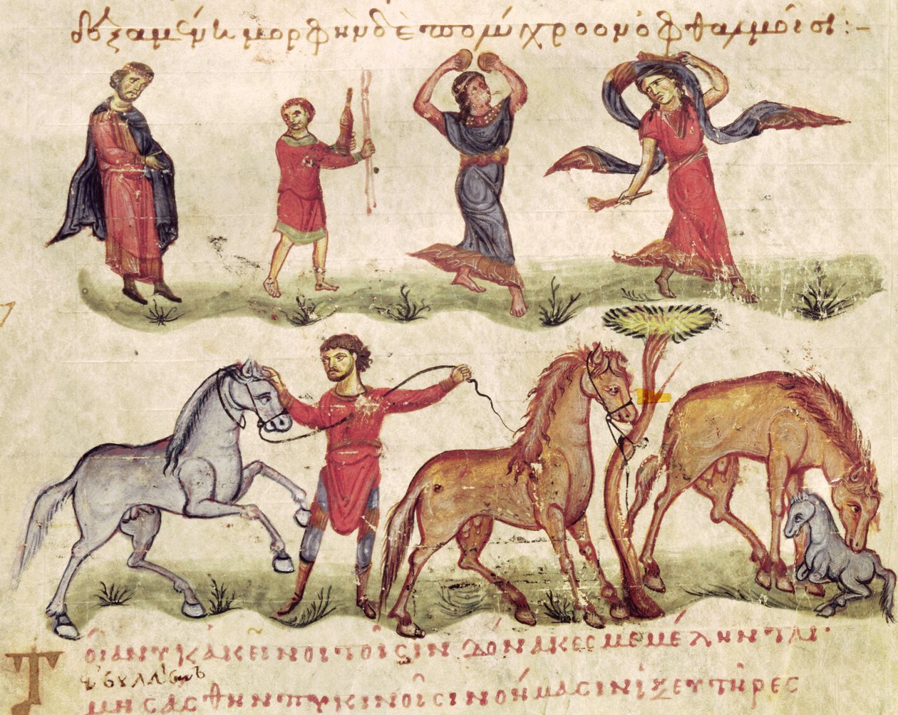 Pani Grec 479 Trenerzy koni, ilustracja z Halieutica lub Cynegetica autorstwa Oppian autorstwa Italian School