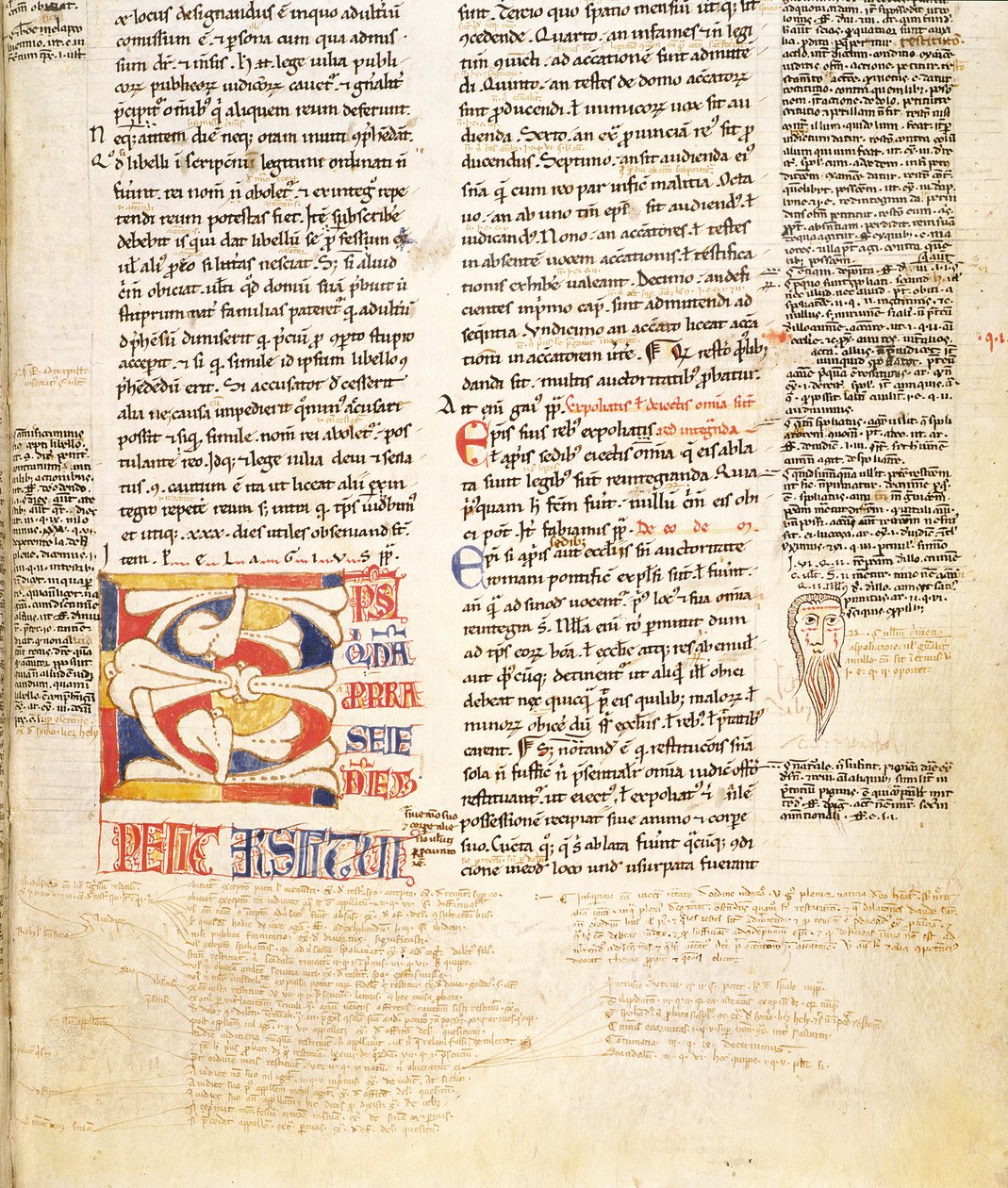 Ms. McClean 135, f.96r: detal roślinnej formy historiowanego inicjału C z Gratians Decretum, koniec XII w. autorstwa Italian School