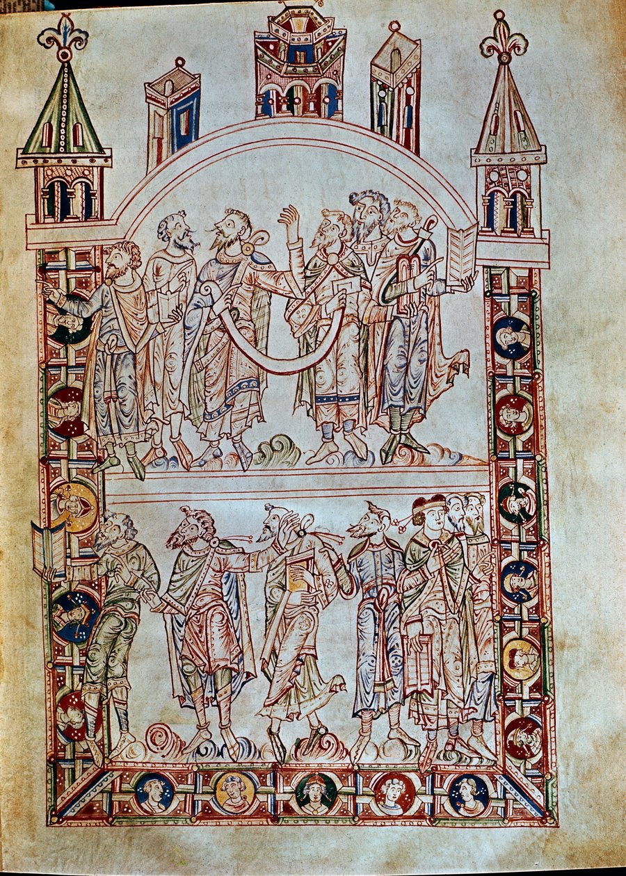 Ms. Plut.12.17 f.4r Uczniowie św. Augustyna, z De Civitate Dei, (XI-XII w.) autorstwa Italian School