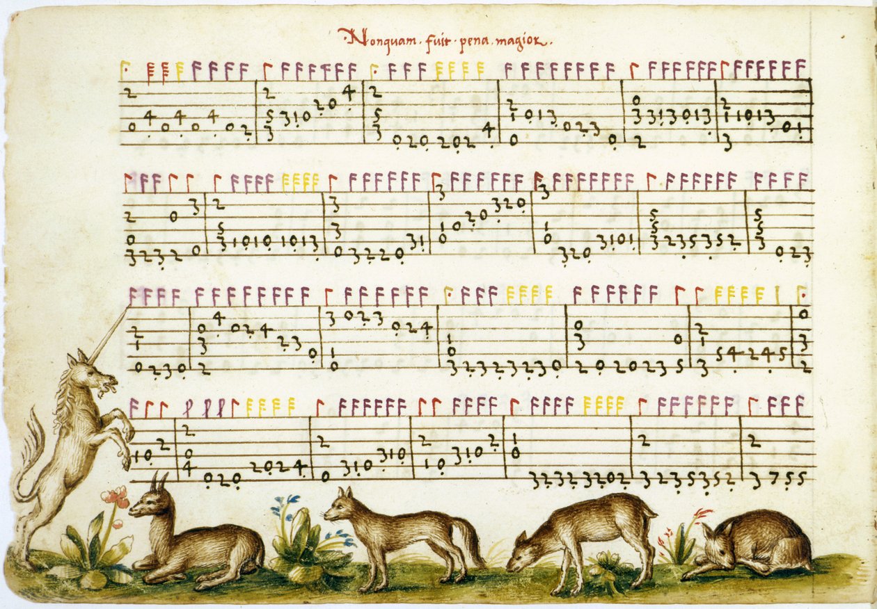 Nuty z kompozycji Mesera Vincenzo Capiroli skomponowanej przez Vincenzo Capirolę (1474-1548) autorstwa Italian School