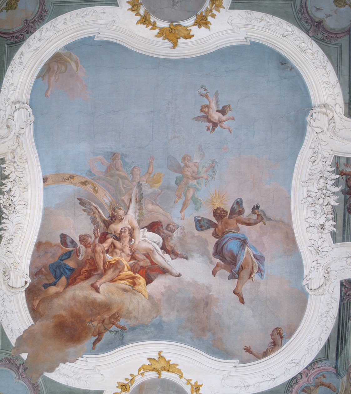 Scena mitologiczna ze znakiem zodiaku (fresk) autorstwa Italian School