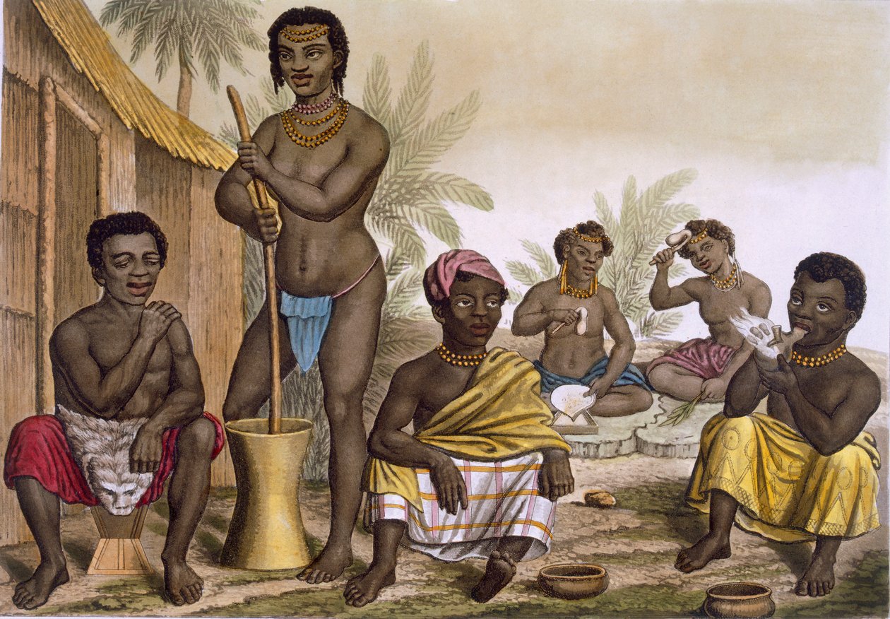Rdzenni mieszkańcy plemienia Muchicongo, niedaleko Luandy, Kongo, tom II, c1820-3 autorstwa Italian School