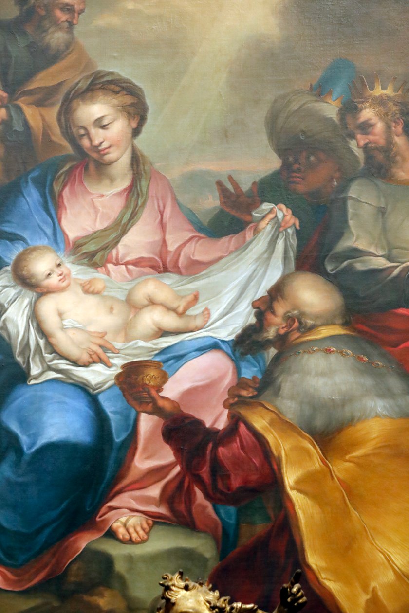 Szopka. Adoracja magów. Świeży. Bazylika Santa Maria delle Vigne. Genua. Włochy. autorstwa Italian School