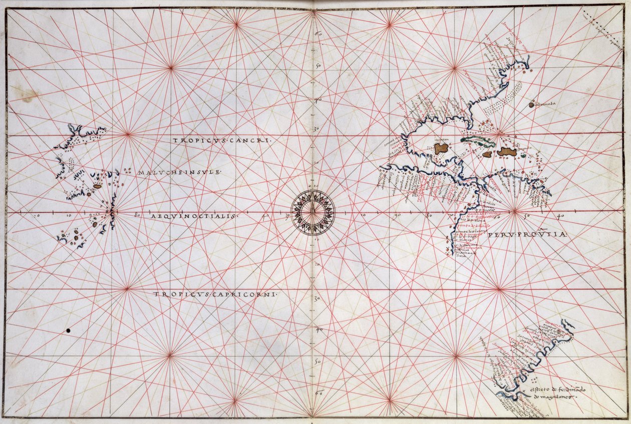 Mapa morska Oceanu Spokojnego i Ameryki Środkowej (druk) autorstwa Italian School