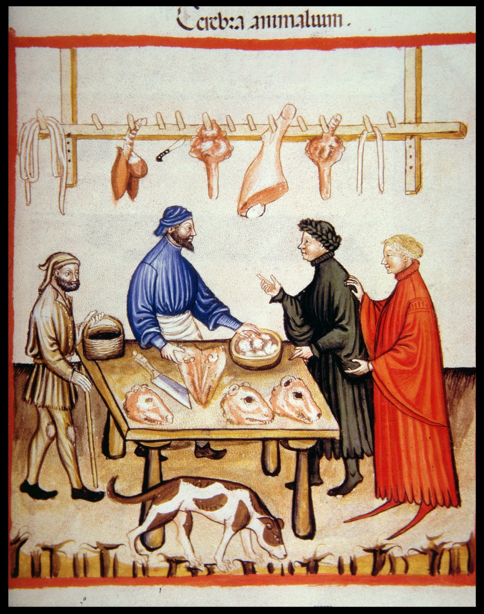 Nova 2644 fol.77r Sklep mięsny, sprzedaż mózgów, z Tacuinum Sanitatis Codex Vindobonensis autorstwa Italian School
