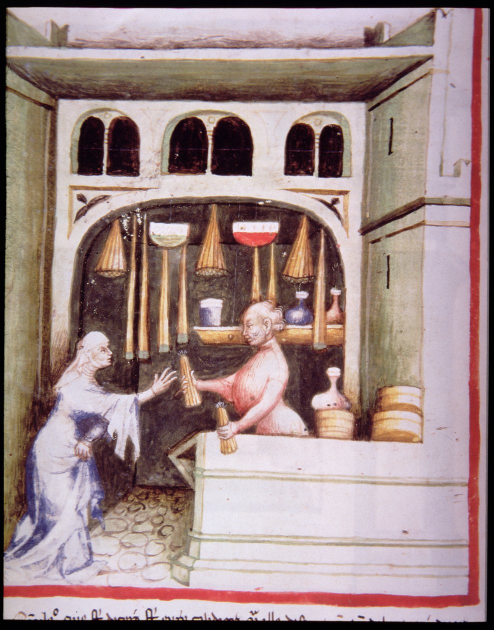 Nova 2644 fol.95v Sklep ze świecami, od Tacuinum Sanitatis autorstwa Italian School