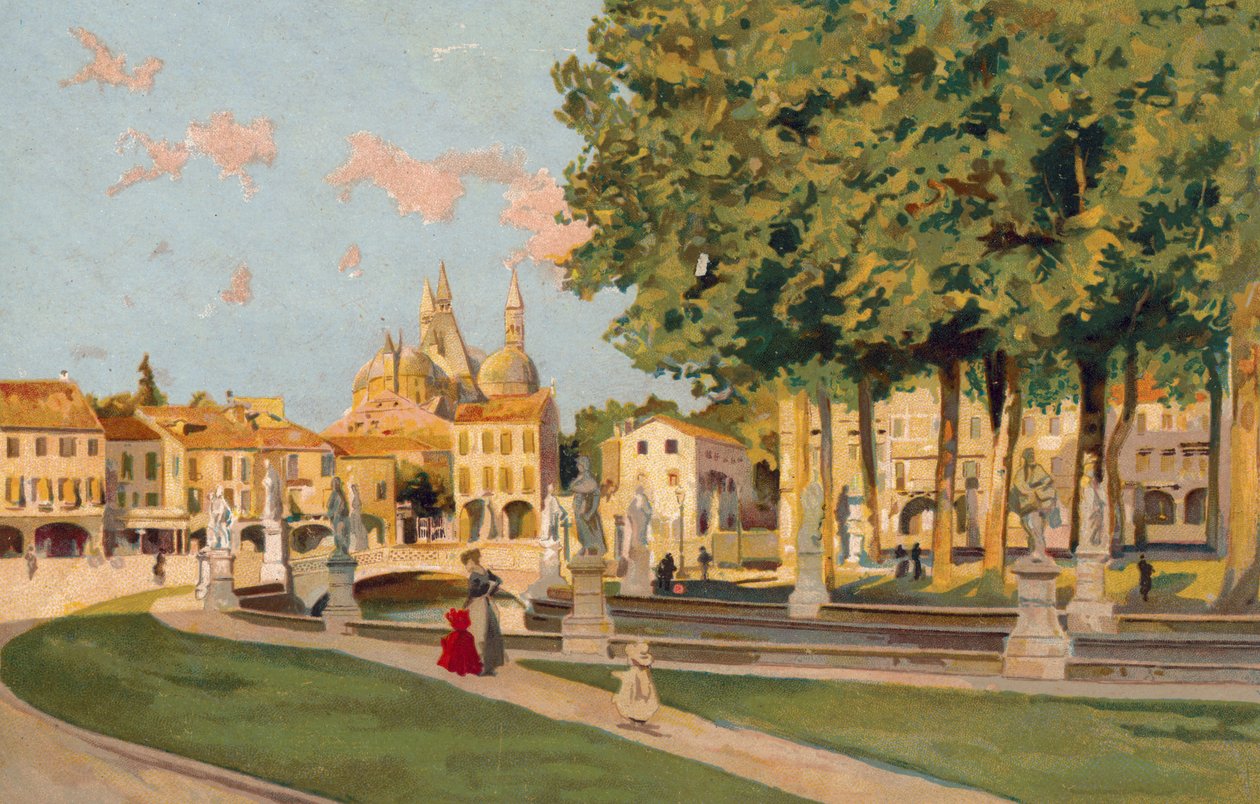 Padwa / Padwa: Piazza Vittorio Emanuele, Prato della Valle (chromolitho) autorstwa Italian School