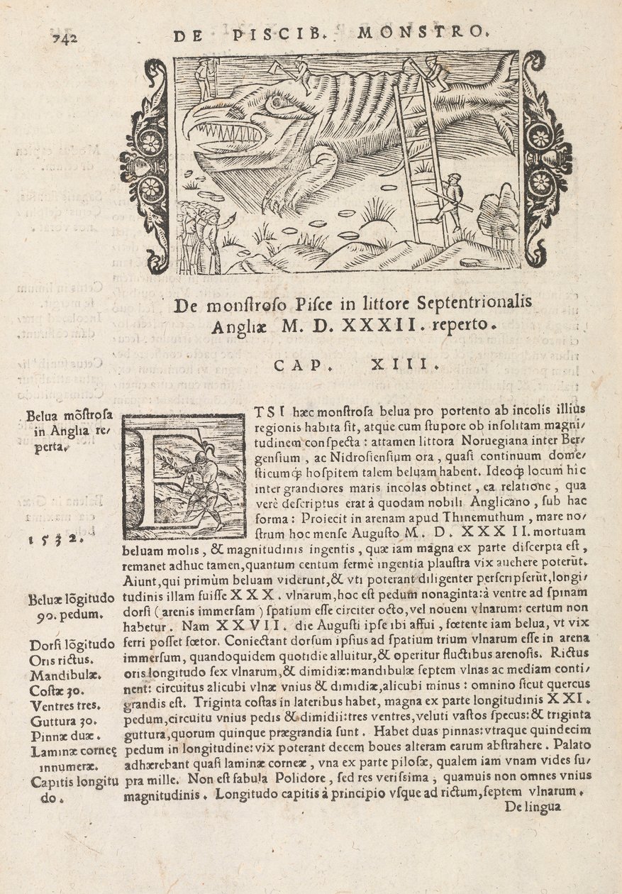Strona 742 z History of the Northern Gentivus autorstwa Magnusa Olausa, Rzym 1565 (druk i grawerowanie) autorstwa Italian School