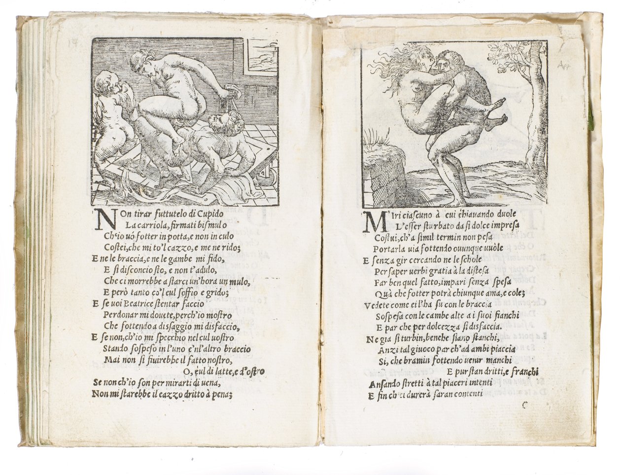 Strona z „Sonetti Lussuriosi” Pietro Aretino, ilustrowana przez Giulio Romano i grawerowana przez Marcantonio Raimondi, wydana w Wenecji, ok. 1527 autorstwa Italian School