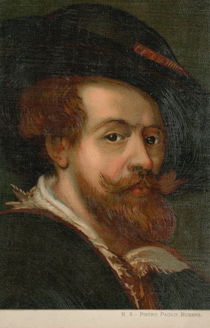 Peter Paul Rubens, flamandzki artysta (chromolitografia) autorstwa Italian School