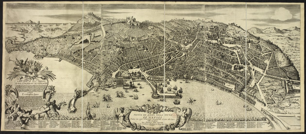 Plan i elewacja miasta Neapol ... autorstwa P. Petrini.Napoli autorstwa Italian School