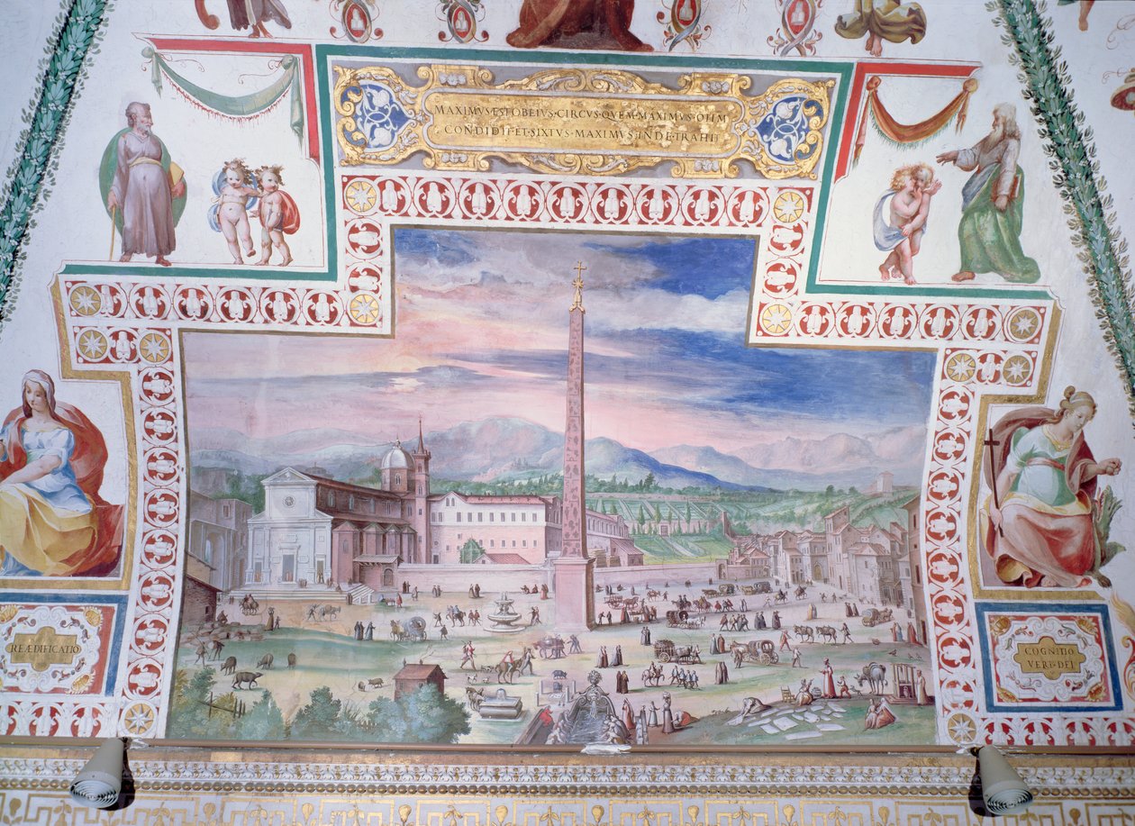Piazza del Popolo, za panowania papieża Sykstusa V autorstwa Italian School