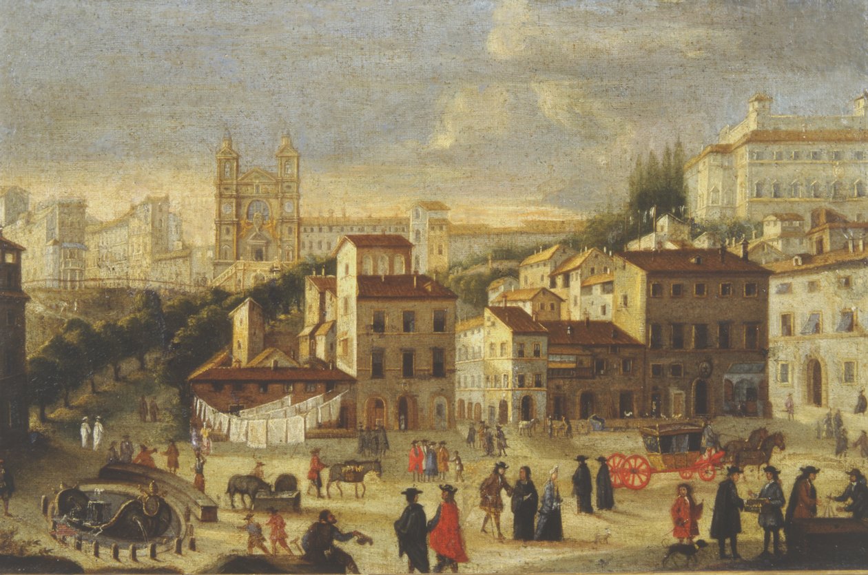 Piazza di Spagna i Trinita dei Monti autorstwa Italian School