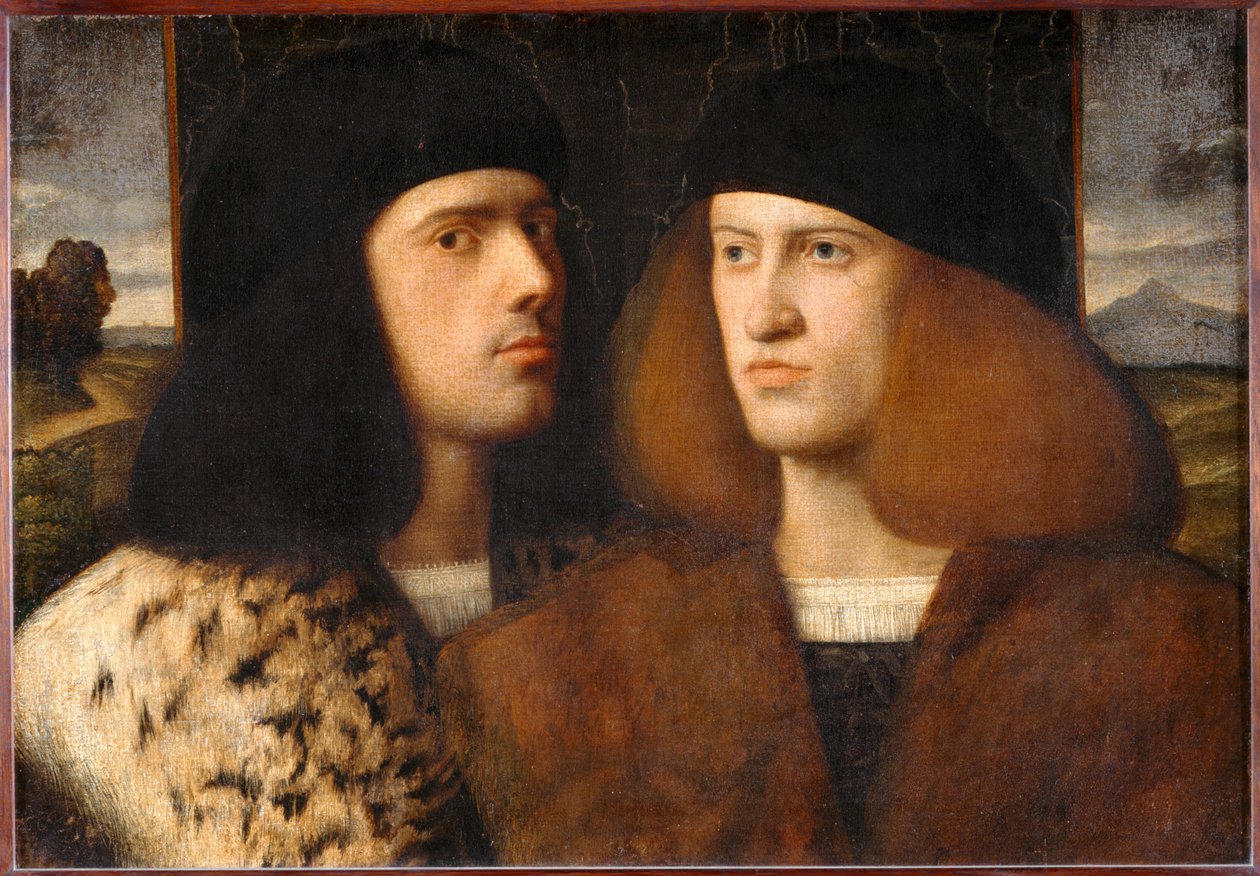 Portrait de deux jeunes hommes - Portret dwóch młodych mężczyzn ... autorstwa Italian School