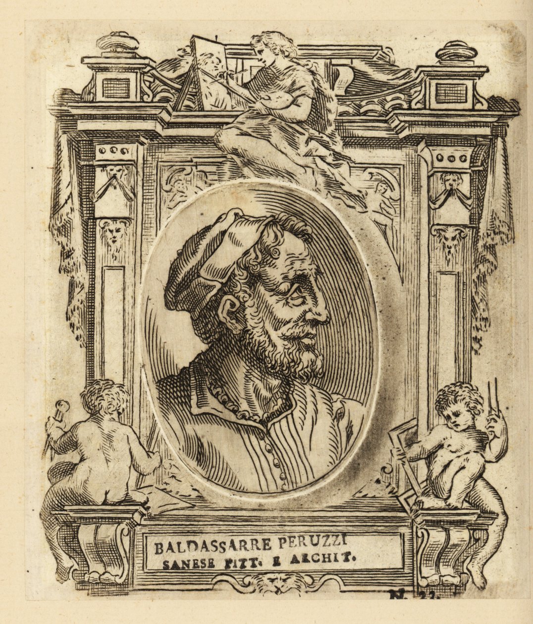 Portret Baldassare Tommaso Peruzzi, włoskiego architekta i malarza, urodzonego w pobliżu Sieny autorstwa Italian School